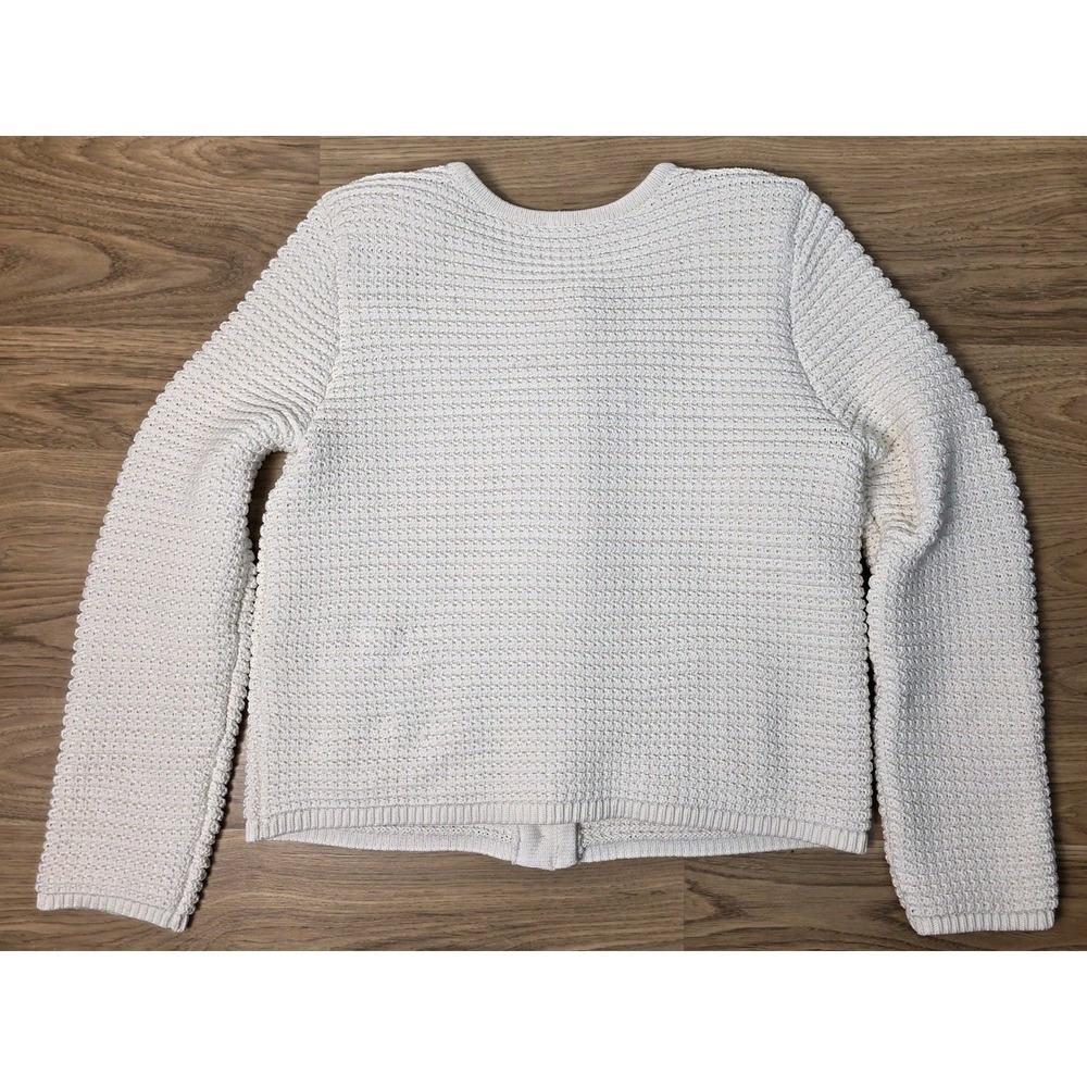 Talbots Kate Cardigan Size Large Ivory Gold Buttons Pockets Chunky Knit - Picture 8 of 9